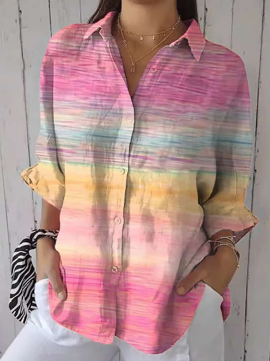 Women's Breast Awareness Abstract Print Casual Shirt