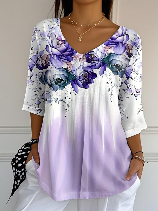 Women's Alzheimer's Floral Print Casual T-Shirt