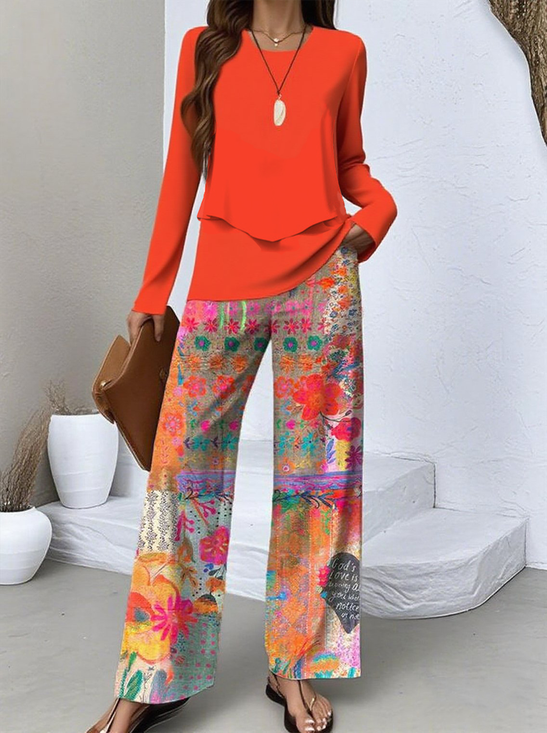 Street Multicolor Block Square Neck Two-Piece Set