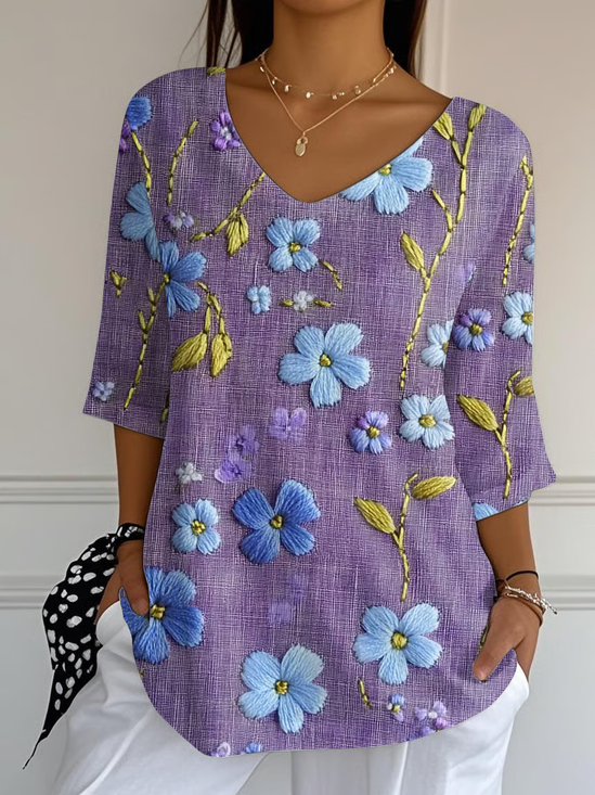 Women's Alzheimer's Floral Print Casual T-Shirt