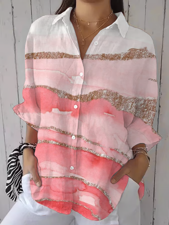 Women's Breast Awareness Abstract Print Casual Shirt