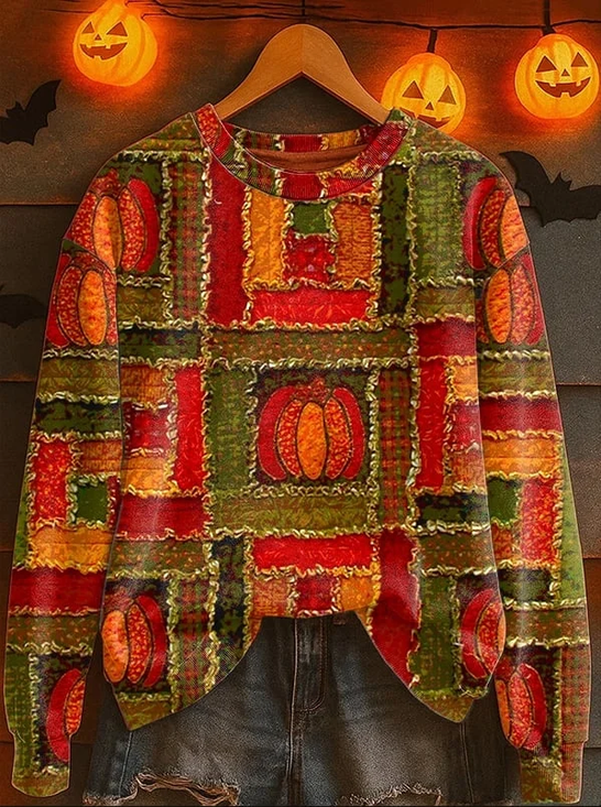 Halloween Crew Neck Casual Sweatshirt