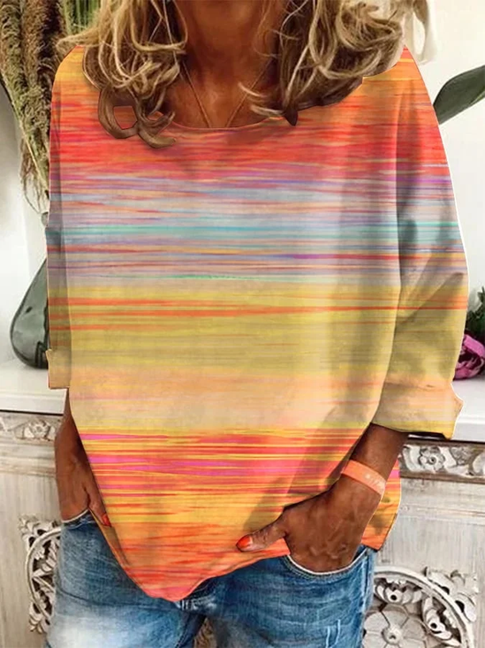 Women's Long Sleeve T-shirt Spring/Fall Orange Halloween Printing Crew Neck Holiday Going Out Casual Top