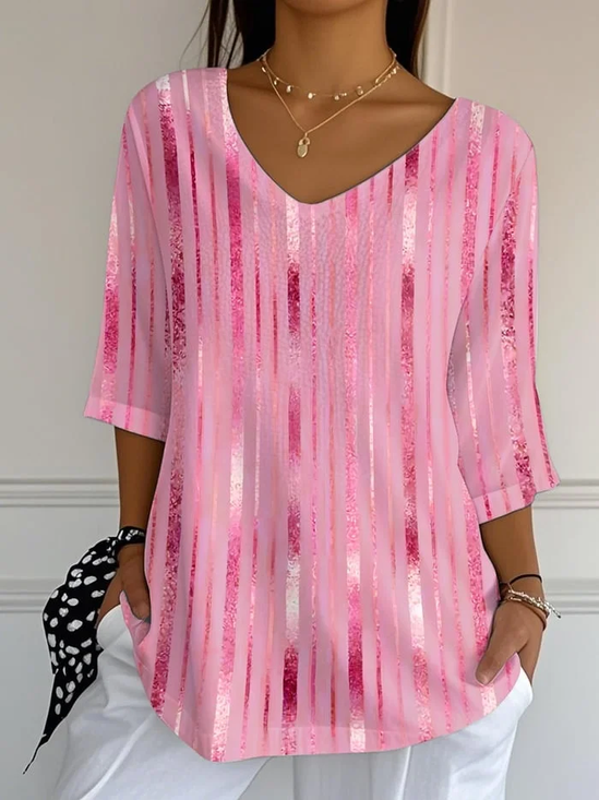 Women's Breast Cancer Awareness Abstract Print T-Shirt