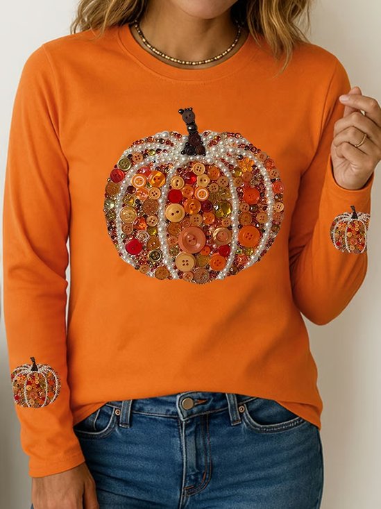 Women's Halloween Autumn Art Design Long Sleeve T-shirt