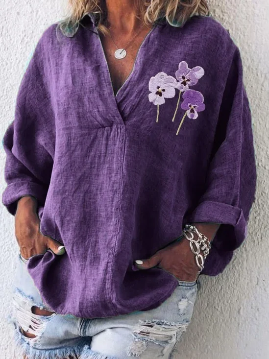 Women's Alzheimer's Purple Floral Casual Shirt