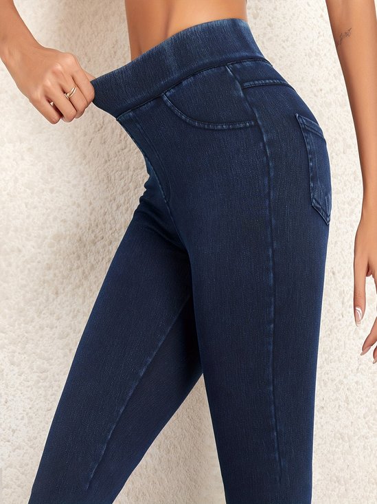 Slim-fitting Pocket Denim Yoga Pants With Hip-lifting Stretch Pants For Women With High Waist And Tummy-controlling Barbie Pants Leggings