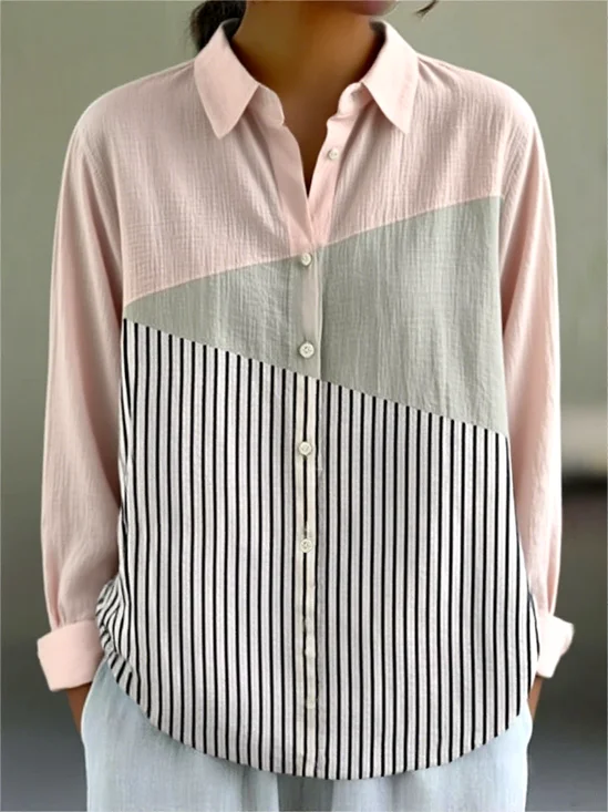 Women's Geometric Pattern Long Sleeve Shirt Fashionable Modern Everyday Weekend