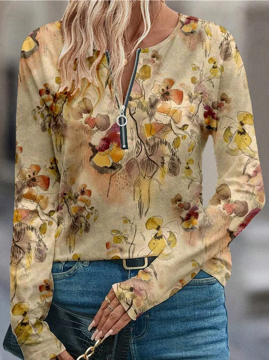 Women's Artistic Floral Pattern Long Sleeve T-shirt Fashion Modern Daily Weekend