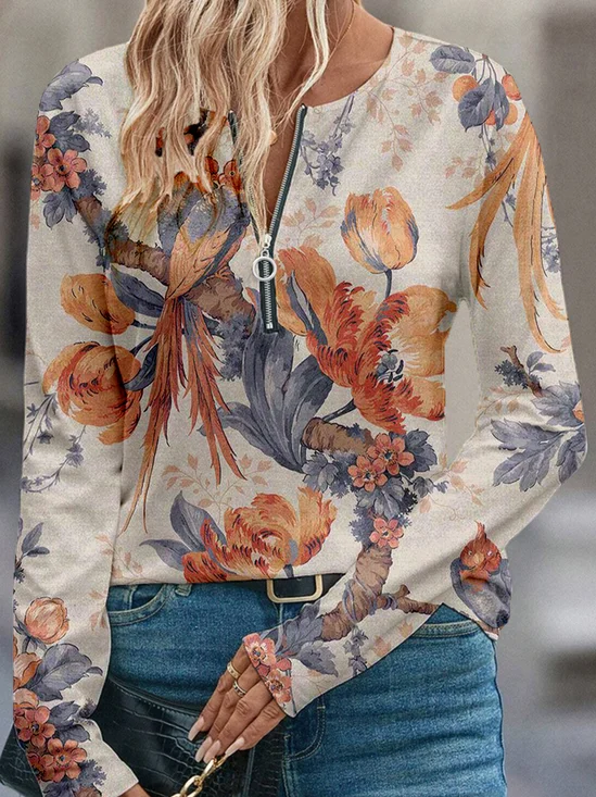 Women's Artistic Floral Pattern Long Sleeve T-shirt Fashion Modern Daily Weekend