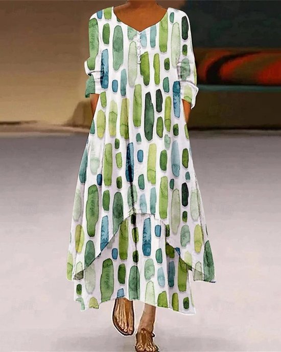 Women's Art Pattern Double Layer Dress Stylish Modern Everyday Weekend Beach