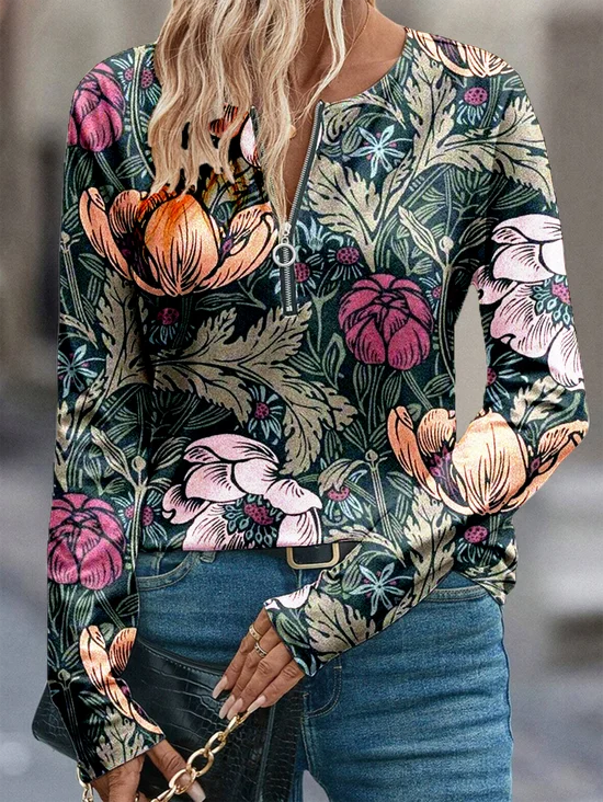 Women's Artistic Floral Pattern Long Sleeve T-shirt Fashion Modern Daily Weekend