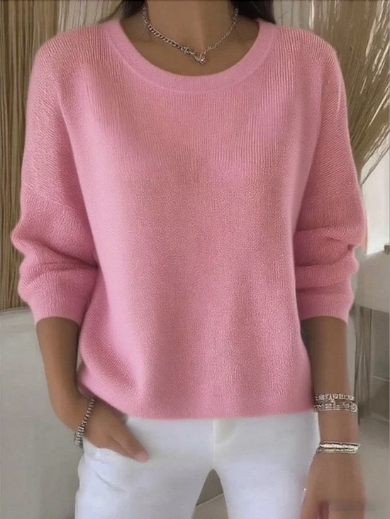 Women Plain Spring/Fall Cotton Daily Fit Sweaters