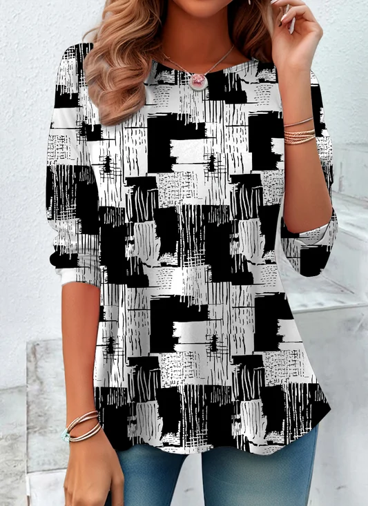Color Block Vintage Cotton T-Shirt