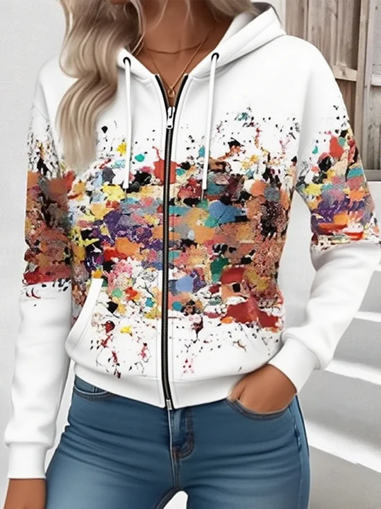 Women's Artistic Gradient Pattern Hooded Jacket Casual Comfort Regular Sweatshirt