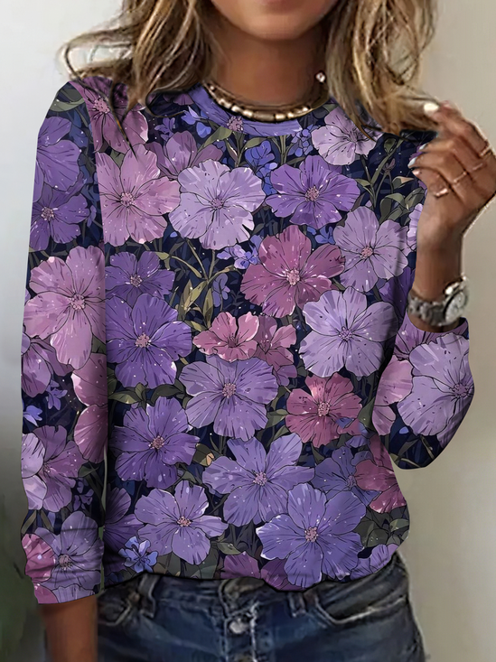 Floral Crew Neck Casual Regular Fit T-Shirt