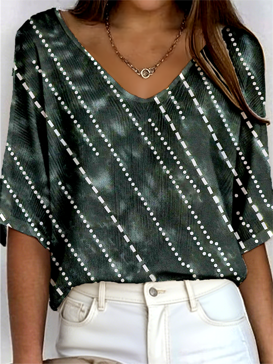 Women's Ribbed T-Shirt Casual Comfort 3/4 Sleeves Regular Top