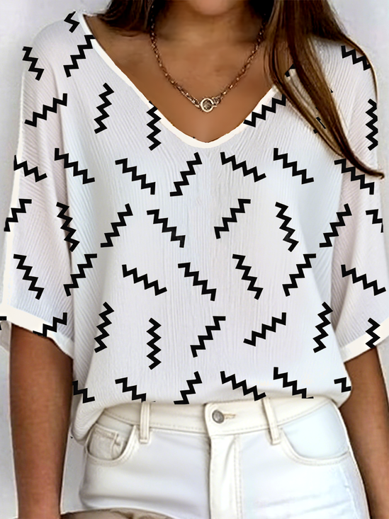 Women's Ribbed T-Shirt Casual Comfort 3/4 Sleeves Regular Top