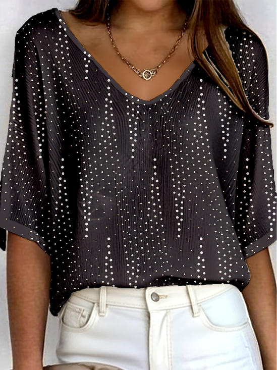 Women's Ribbed T-Shirt Casual Comfort 3/4 Sleeves Regular Top
