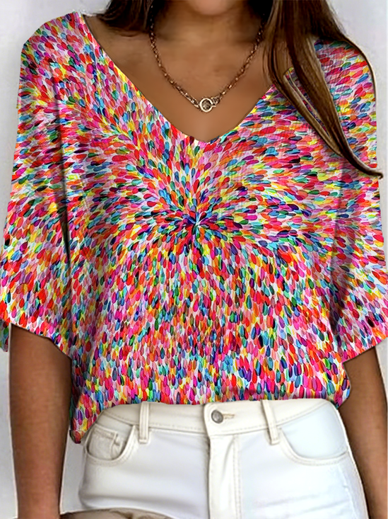 Women's Ribbed T-Shirt Casual Comfort 3/4 Sleeves Regular Top