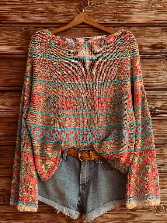Women's Floral Print Casual Long Sleeve Top