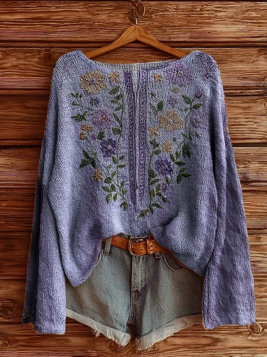 Women's Floral Print Casual Long Sleeve Top