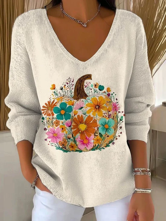 Pumpkin Pattern Casual Sweater