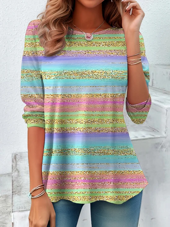Striped Vintage Regular Fit Crew Neck T-Shirt
