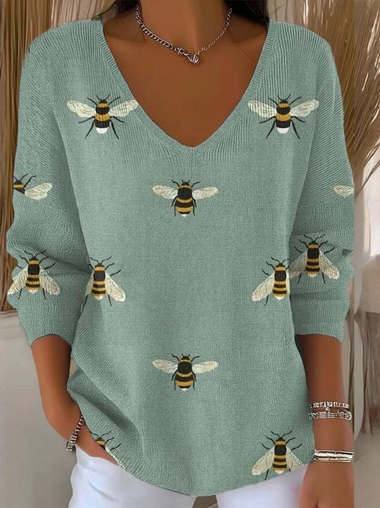 Regular Fit V Neck Casual Sweater