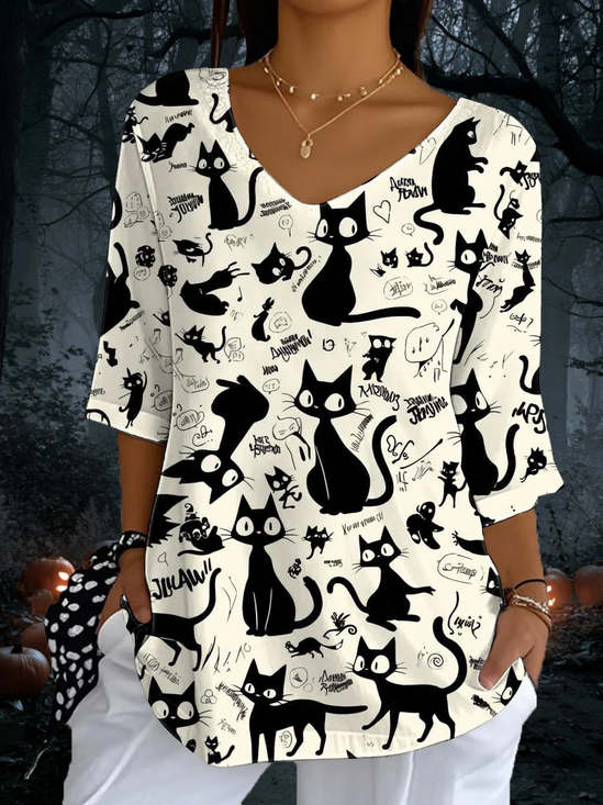 Cat Vintage Crew Neck T-Shirt