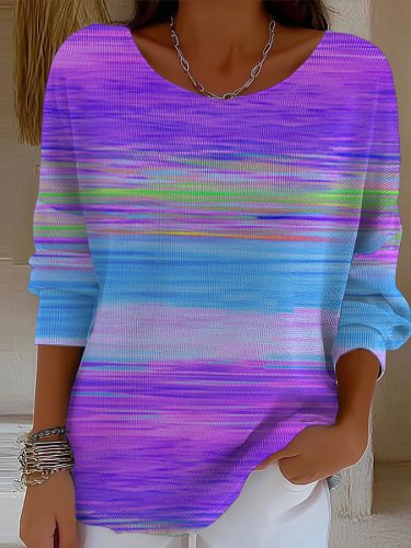 Casual Regular Fit Ombre V Neck T-Shirt