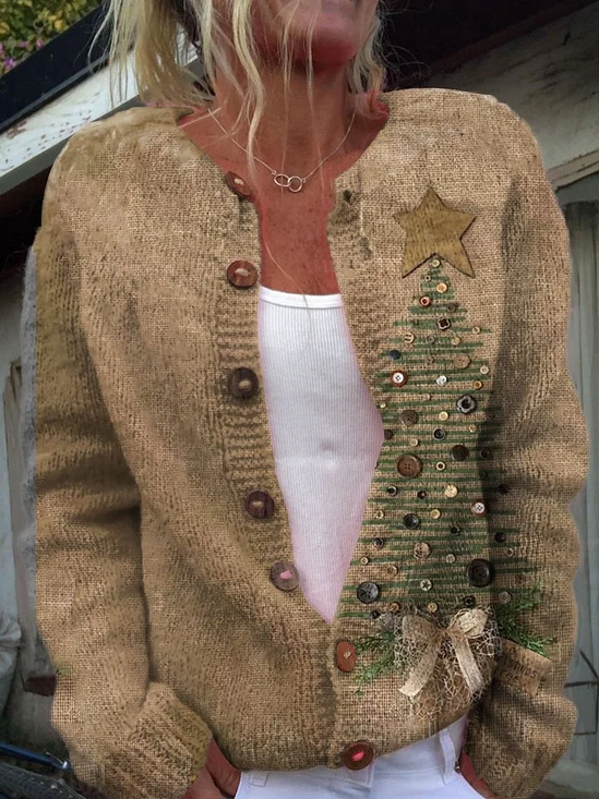 Casual Stand Collar Loose Wool/Knitting Cardigan