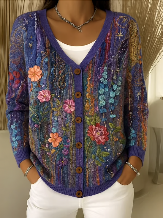 Casual V Neck Regular Fit Cotton Cardigan