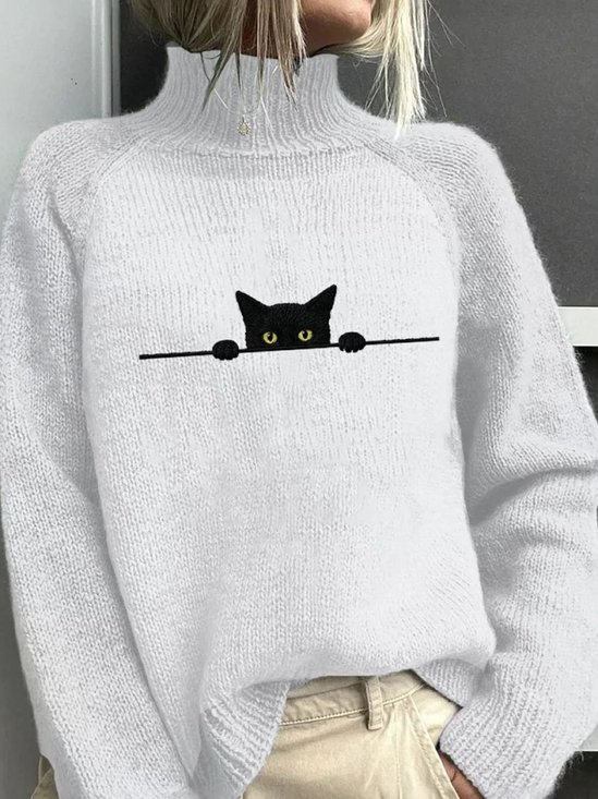 Cat Simple Turtleneck Regular Fit Sweater