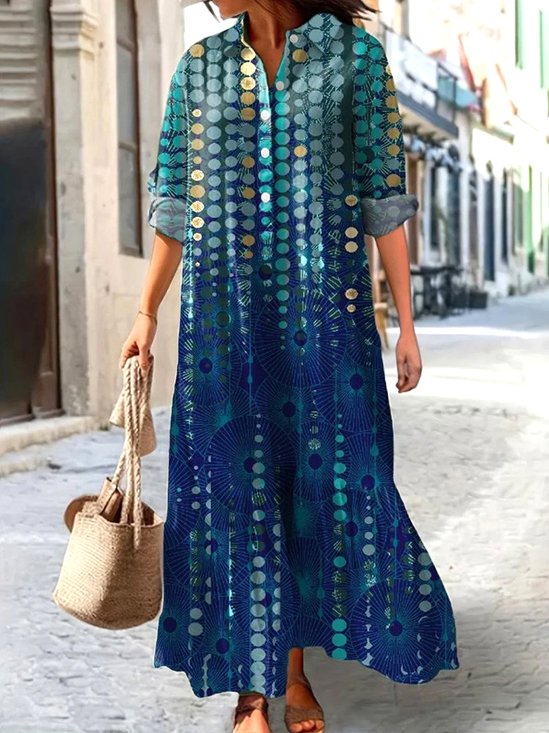 Casual Geometric Dress With No