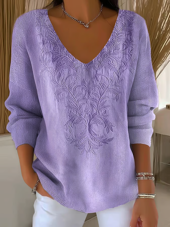 Bird Casual Cotton V Neck Sweater