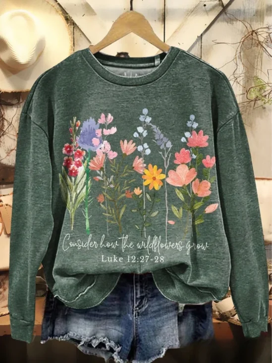 Cotton Regular Fit Simple Crew Neck Sweatshirt