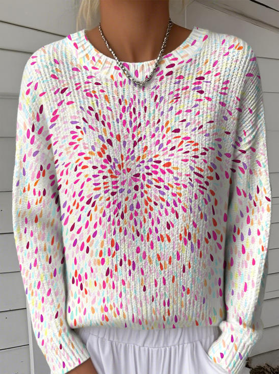 Women's Abstract Polka Dot Pattern Pullover Sweater Regular Autumn/Winter Top