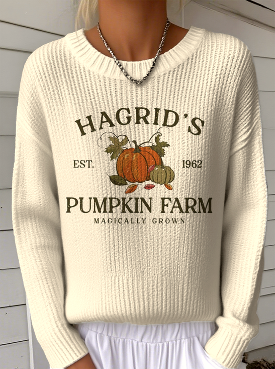 Women's Halloween Pumpkin Pattern Pullover Sweater Regular Autumn and Winter Top