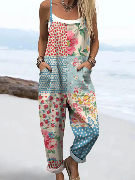 Others Casual Multicolor Block Bib Pants
