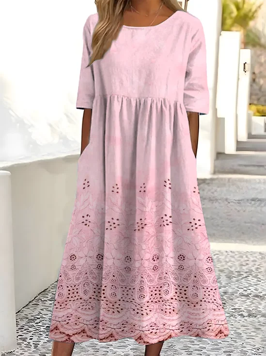 Casual Gradient Pattern Dress With No