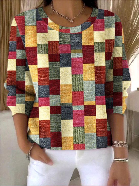 Vintage Cotton Geometric Regular Fit Sweater