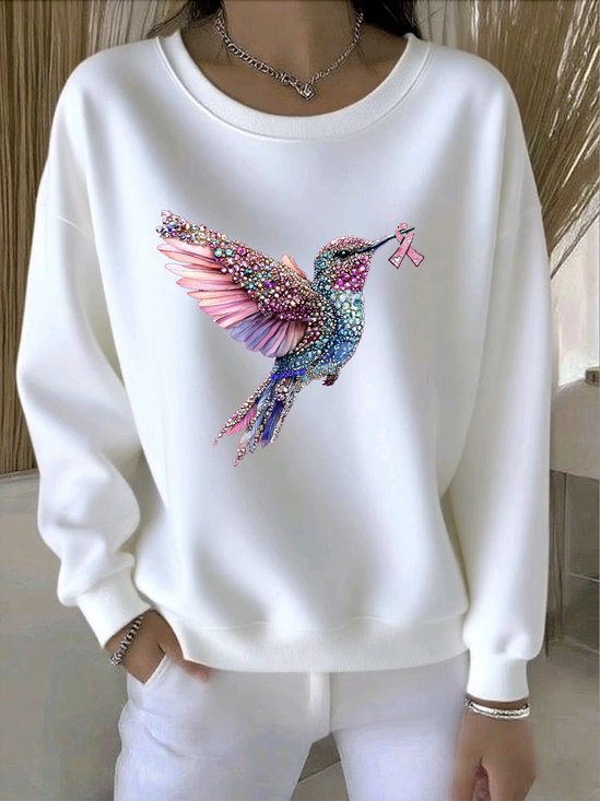 Crew Neck Cotton Animal Casual Sweatshirt