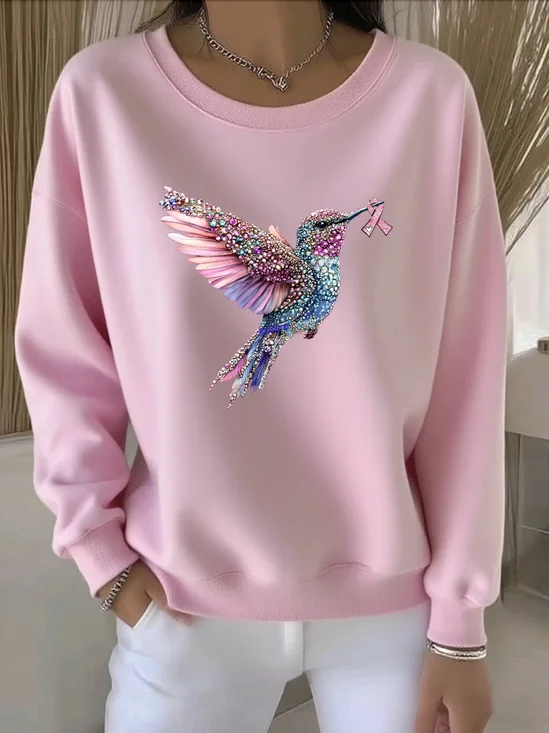 Crew Neck Cotton Animal Casual Sweatshirt