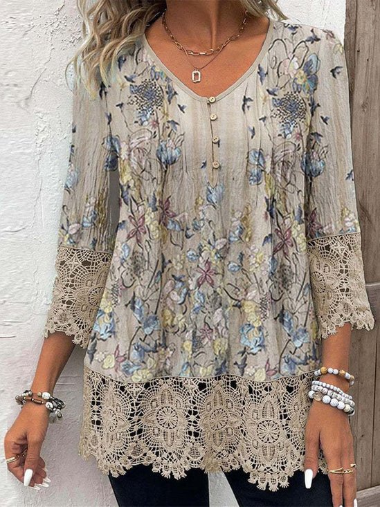 Casual Cotton Floral T-Shirt