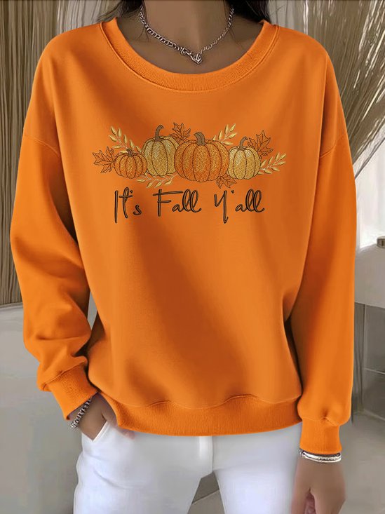 Casual Crew Neck Regular Fit Cotton Sweatshirt