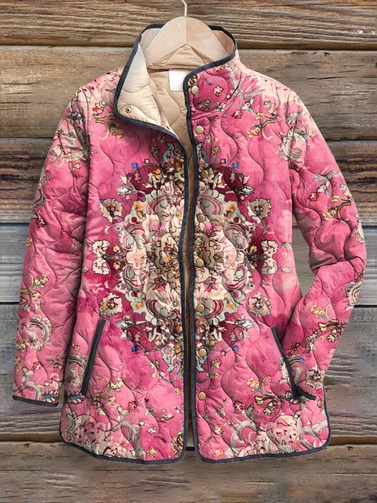 Vintage Stand Collar Padded Jacket