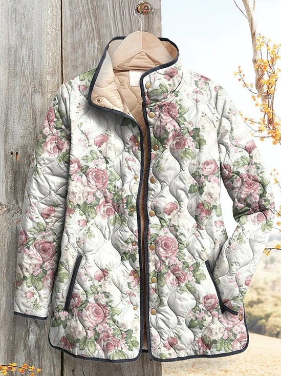 Floral Vintage Printing Loose Padded Jacket