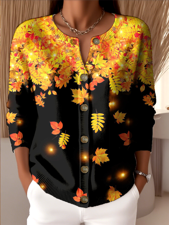 Gradient Pattern Vintage Crew Neck Cardigan
