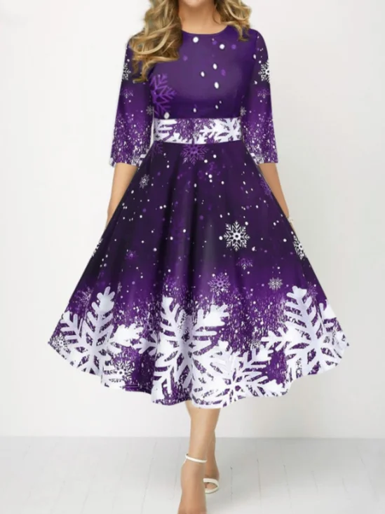 Crew Neck Christmas Sexy Regular Fit Dress With No